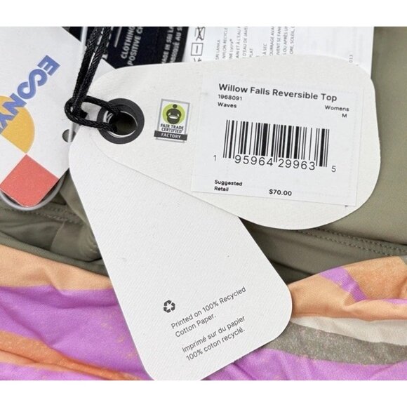 NWT PrAna Women's Willow Falls Reversible‎ Swim Top Waves Size M Sustainable - Picture 4 of 7